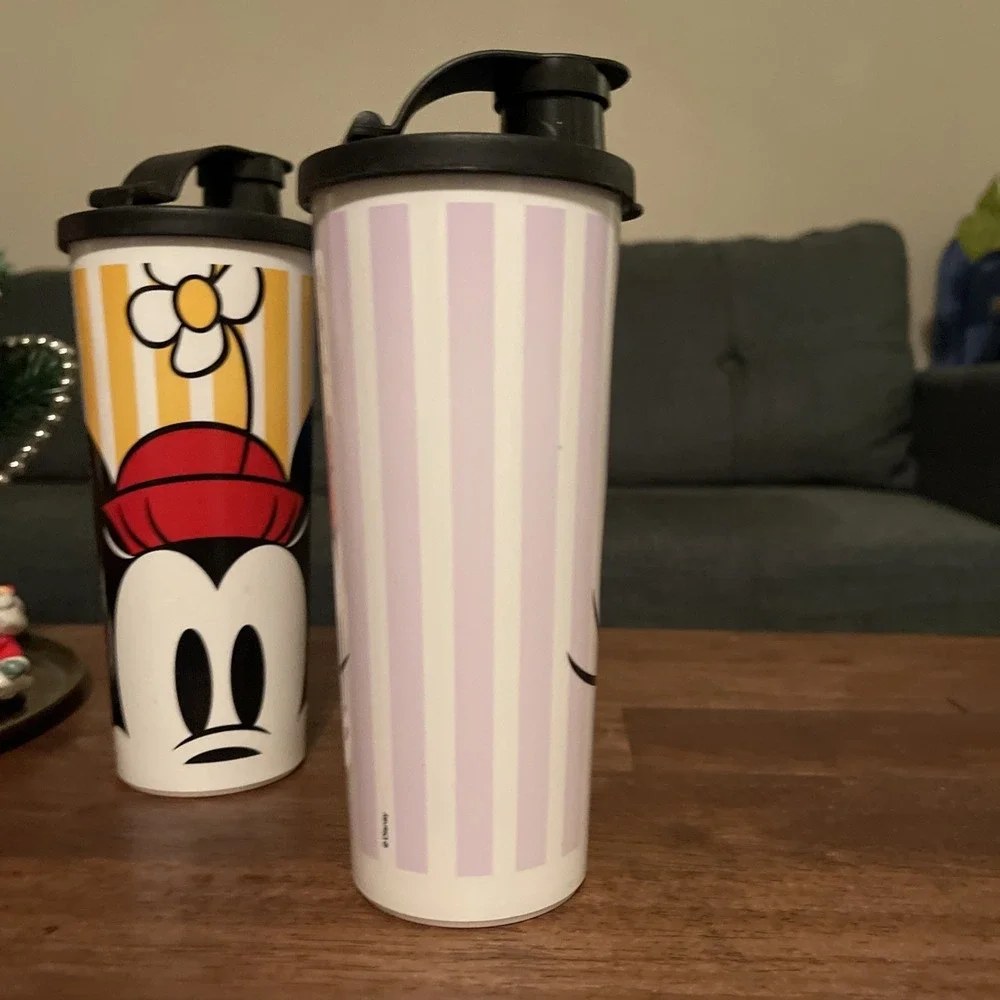 Tupperware Disney Peek A Boo Donald Goofy Minnie Daphne 16 Oz Tumblers Cup 5107‎